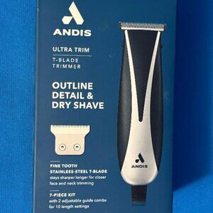 NEW ~ ANDIS 7 PIECE ULTRA TRIM OUTLINE DETAIL & DRY SHAVE T - BLADE TRIMMER KIT